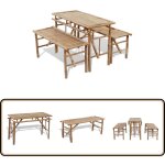 Table de brasserie avec 2 bancs 100 cm bambou - table de jardin - salon de jardin - table pique - nique ...