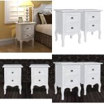 Table de chevet 2 pcs avec 2 tiroirs mdf blanc - tables de chevet - meubles vintage - table de nuit - ... Table de chevet 2 pcs avec 2 tiroirs mdf blanc - tables de chevet - meubles vintage - table de nuit - ...