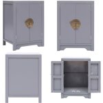 Table de chevet gris 38x28x52 cm bois de paulownia - table de chevet - meuble asian - table nuit - mobilier ...