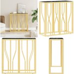 Table console dor 70x30x70 cm acier inoxydable et verre - table basse dore - table d'appoint lgante ...