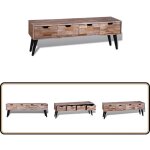 Vidaxl - table console tv avec 4 tiroirs bois de teck recycl - meuble tv vintage - meuble tv design ...