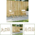 Vidaxl table ext�rieure - ensemble de bistro pliante 3 pcs et coussins blanc cr�me bambou