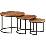 Vidaxl - tables gigognes 3 pcs bois massif d'acacia Vidaxl - tables gigognes 3 pcs bois massif d'acacia
