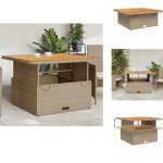 Table de jardin beige 110x110x71 cm rsine tresse bois acacia - table de jardin - table extrieure - ...
