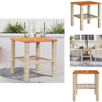 Table de jardin beige 40x40x42 cm rsine tresse et bois acacia - table de jardin - mobilier de jardin ...