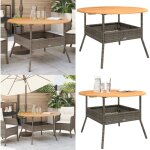 Table de jardin et dessus en bois d'acacia gris rsine tresse - table de jardin - table extrieure - ...
