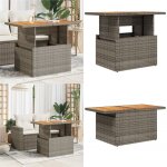 Table de jardin gris 100x55x73 cm rsine tresse et bois acacia - table de jardin - table extrieure ...