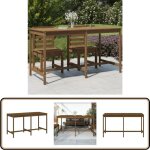 Table de jardin marron miel 203, 5x90x110 cm bois massif de pin - table de jardin - table extrieure ...