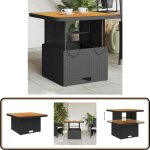 Table de jardin noir 80x80x71 cm rsine tresse et bois acacia - table de jardin - table extrieure - ...