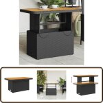 Table de jardin noir 90x55x71 cm rsine tresse et bois acacia - table de jardin - table extrieure - ...