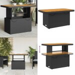 Table de jardin noir 90x55x71 cm rsine tresse et bois acacia - table de jardin - table extrieure - ...