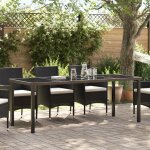Table de jardin noire 200x80x73 cm en verre tremp� vidaxl