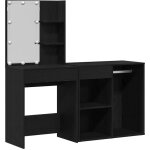 Table de maquillage led chne noir 140 x 40 x 140 cm vidaxl