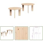 Vidaxl table ronde - table basse 2 pcs naturel bois de pin massif
