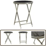 Vidaxl - table  th gris 60 cm rsine tresse et verre tremp - table  th - table de jardin - mobilier ...