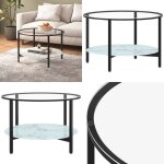 Vidaxl - table à thé noir et marbre blanc 70 cm verre trempé - table d'appoint - table basse - table ... Vidaxl - table à thé noir et marbre blanc 70 cm verre trempé - table d'appoint - table basse - table ...