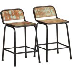 Vidaxl - tabourets de bar lot de 2 46x35, 5x70cm bois massif récupération Vidaxl - tabourets de bar lot de 2 46x35, 5x70cm bois massif récupération