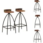 Vidaxl - tabourets de bar lot de 2 bois de récupération massif - chaises de bar - tabourets de bar - ... Vidaxl - tabourets de bar lot de 2 bois de récupération massif - chaises de bar - tabourets de bar - ...