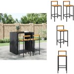 Vidaxl - tabourets de bar lot de 2 noir rsine tresse et bois d'acacia - tabouret de bar - tabouret ...