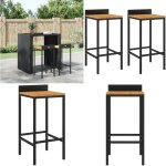 Vidaxl - tabourets de bar lot de 2 noir résine tressée et bois d'acacia - tabouret de bar - tabouret ... Vidaxl - tabourets de bar lot de 2 noir résine tressée et bois d'acacia - tabouret de bar - tabouret ...