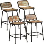 Vidaxl - tabourets de bar lot de 4 46x35, 5x70cm bois massif récupération Vidaxl - tabourets de bar lot de 4 46x35, 5x70cm bois massif récupération