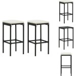 Vidaxl - tabourets de bar avec coussins lot de 2 noir rsine tresse - tabouret de bar - tabourets de ...
