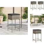 Tabourets de bar jardin coussins lot de 2 gris résine tressée - tabouret de bar - chaise de jardin - ... Tabourets de bar jardin coussins lot de 2 gris résine tressée - tabouret de bar - chaise de jardin - ...