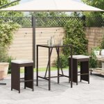 Vidaxl tabourets de bar jardin coussins lot de 2 marron r�sine tress�e