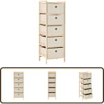 Vidaxl - tagère de rangement 5 paniers tissu bois de cèdre beige - Étagère de rangement - meuble de rangement ... Vidaxl - tagère de rangement 5 paniers tissu bois de cèdre beige - Étagère de rangement - meuble de rangement ...