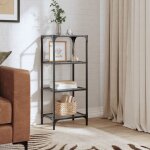 Tagre de rangement avec dessus en verre transparent acier vidaxl