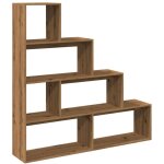 Vidaxl ? �tag�re s�paratrice de pi�ce 4 niveaux 143, 5 x 29 x 143, 5 cm ? bois d'ing�nierie ch�ne artisanal ...