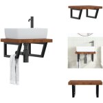 Vidaxl - tagre de vasque murale acier et bois de chne massif - etagere murale - etagere lavabo - rangement ...