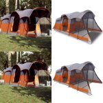 Tente familiale tunnel 8 personnes gris et orange imperméable - tente famille - tente camping - tente ... Tente familiale tunnel 8 personnes gris et orange imperméable - tente famille - tente camping - tente ...