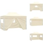 Vidaxl - tente de rception pliable avec 4 parois 3x4 m acier crme - tents de rception - auvent extrieur ...