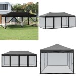 Vidaxl - tente de rception pliable avec parois noir 3x6 m - tents de jardin - abri de jardin - gazebo ...