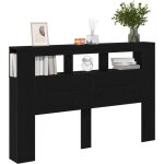 Tête de lit led avec étagère chêne noir 160 x 18, 5 x 103, 5 cm vidaxl Tête de lit led avec étagère chêne noir 160 x 18, 5 x 103, 5 cm vidaxl