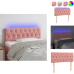 Vidaxl - tte de lit  led rose 100x7x78 / 88 cm velours - tte de lit led - tte de lit velours - tte ...