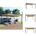 Vidaxl - tonnelle de jardin avec toit rtractable 4x3 m taupe - tente de jardin - gazebo - abri solaire ...