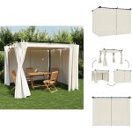 Tonnelle avec rideaux crème 3x3 m acier - gazebo - tonnelle de jardin - abri solaire - structure extérieure ... Tonnelle avec rideaux crème 3x3 m acier - gazebo - tonnelle de jardin - abri solaire - structure extérieure ...