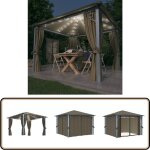 Vidaxl - tonnelle avec rideau et lumières led 3x3 m taupe aluminium - abri de jardin - tonnelle pliable ... Vidaxl - tonnelle avec rideau et lumières led 3x3 m taupe aluminium - abri de jardin - tonnelle pliable ...