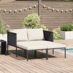 Transat avec coussins pour 2 personnes anthracite 115x153x69, 5 cm acier vidaxl