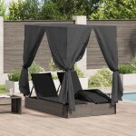 Vidaxl - transat double avec toit et rideaux en poly rattan gris Vidaxl - transat double avec toit et rideaux en poly rattan gris