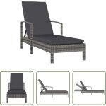 Vidaxl transat piscine - chaise longue avec accoudoirs r�sine tress�e gris
