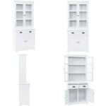 Vidaxl - vaisselier avec 4 portes mdf et bois de pin 80x40x180 cm - buffet blanc - meuble de rangement ...