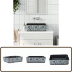 Vidaxl - vasque  poser noir / bleu rectangulaire 46x35, 5x13 cm cramique - lavabo - vier salle de ...