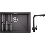 Cecipa max - vier 1 bac 6044cm vier cuisine inox avec panier de drainage + robinets cuisine avec douchette ...