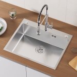 Vier 1 bac en inox �vier cuisine 60x49x20cm avec syst�me de drainage, convient pour table de 60 cm ou ...