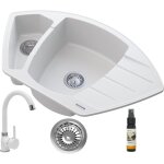 Granitan - vier d'angle en granit + mitigeur beige gris