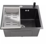 Vier de cuisine en acier inoxydable �vier encastr� avec panier de vidange �vier de cuisine angulaire ...