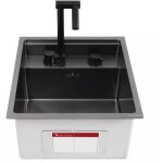 �vier de cuisine cach� carr� 43x39 cm, �vier de cuisine encastrable noir en acier inoxydable avec robinet, ...
